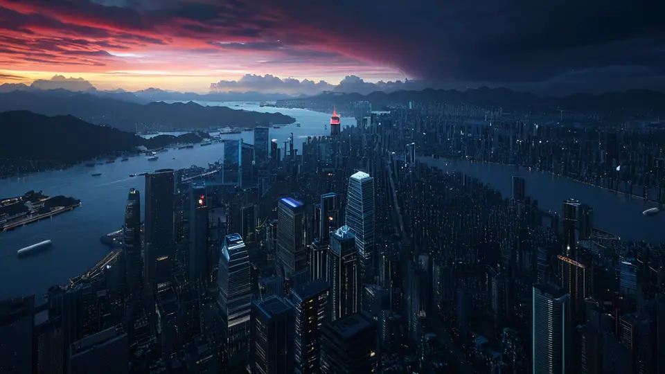 商务示意图，一个天平秤，一边是“价格”筹码，另一边是“质量”、“效率”、“成功率”等多个筹码，背景为简洁的网格线条，蓝绿色调，平衡构图