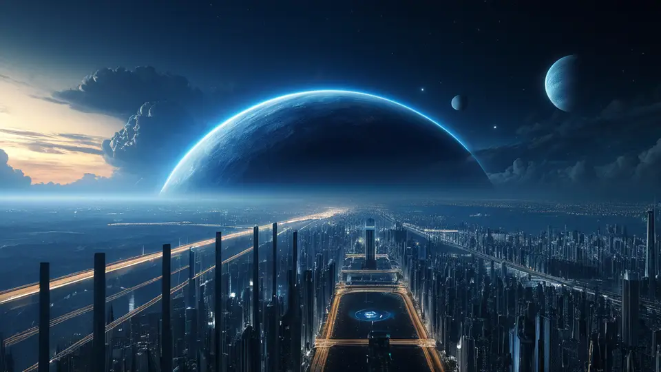 3D渲染，一个透明的地球仪悬浮在空中，上面叠加着几条发光的GPS信号轨迹线和定位图标，科技感风格，深蓝与亮橙色配色，中心构图，背景简洁