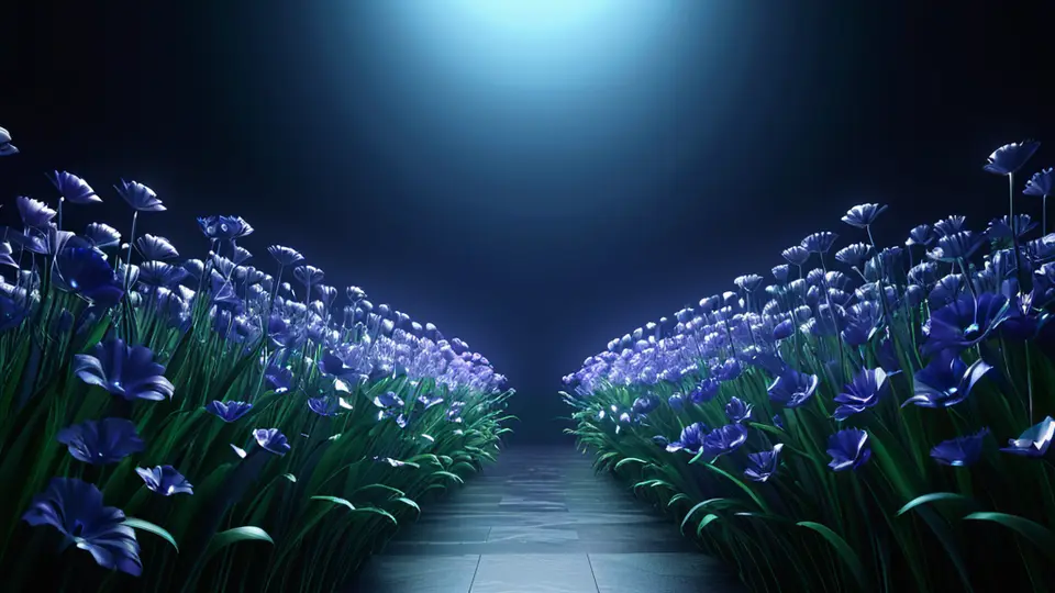 3D渲染，未来感十足的服务器机柜与漂浮的AI芯片、数据立方体元素结合，冷色调（蓝、紫），对称构图，科技感强
