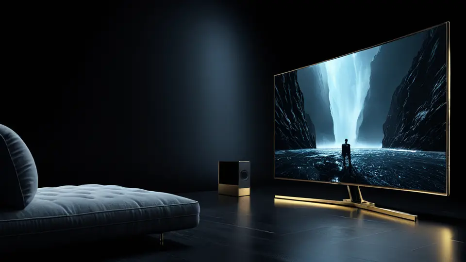 写实摄影风格，一个黑色金属外壳的监控推流器设备，背面有HDMI、网线、电源接口，前端有状态指示灯，放置在深色木质桌面上，暖色调侧光照明，中央构图