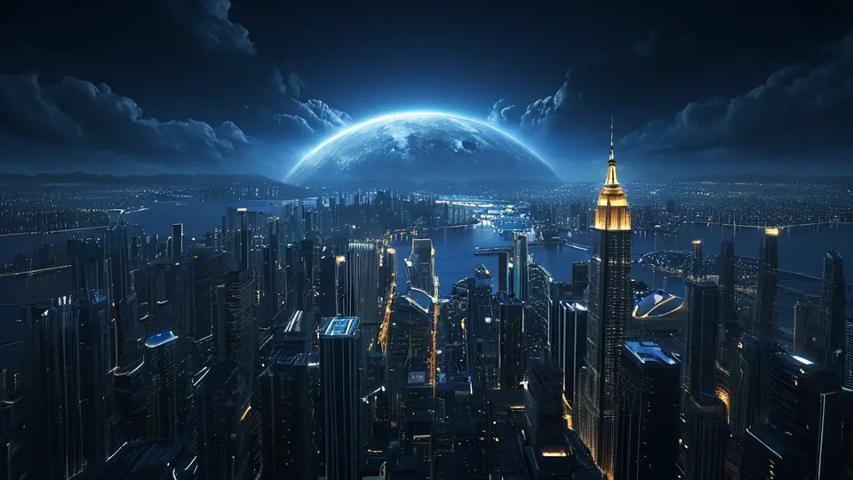 商务示意图，一个向上增长的曲线图旁边，有多个代表不同功能的小图标（如聊天框、购物车、齿轮）环绕，采用蓝绿色系，信息图表风格，简洁明了