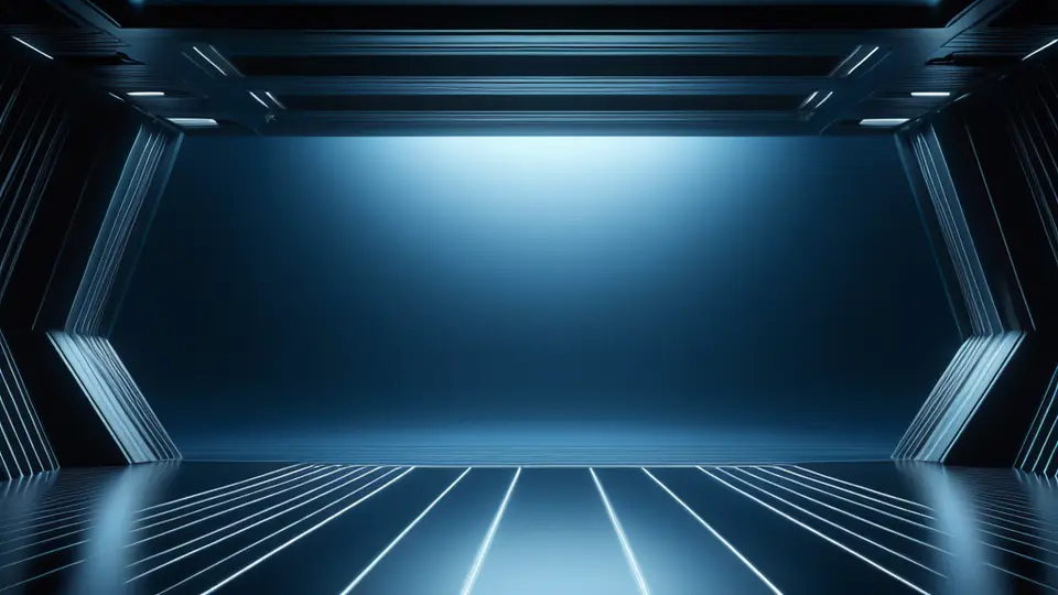 3D渲染风格，一个透明文件袋中装有整齐的文件、代码页和光盘，旁边有一枚放大镜和一枚印章图标，象征审核与认证，采用科技蓝与银灰色调，中心构图，背景简洁