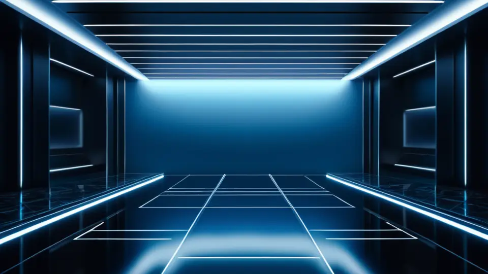 3D渲染，商务人士在笔记本电脑前思考，屏幕显示抽象的仪表盘和地图，周围环绕着代表数据流和安全锁的简约图标，蓝灰色主色调，斜侧俯视构图