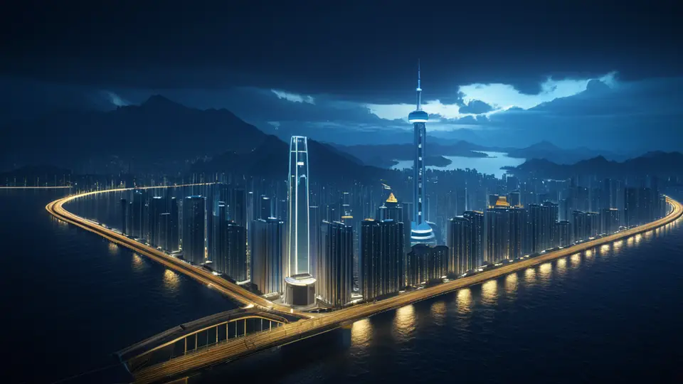 扁平插画，一张中国地图上标注了几个城市，城市之间用虚线连接，中间有一个代表SIM卡的图标，淡蓝与白色为主色调，居中构图，简洁商务风格