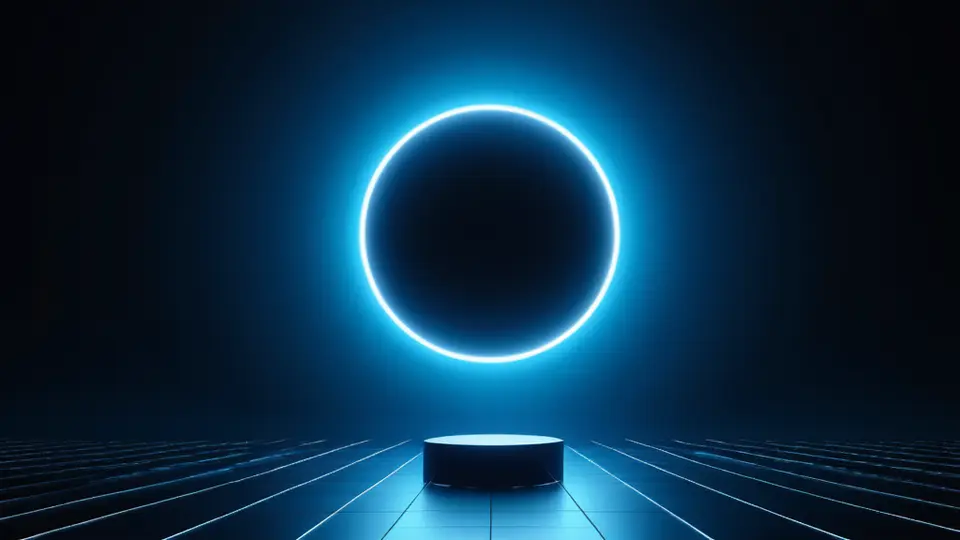 3D渲染，一个分层的立方体结构，底层是代码和数据库图标，中层是UI设计稿和功能模块，顶层是手机屏幕，象征从基础到应用的开发层次，科技蓝主色调，透视构图