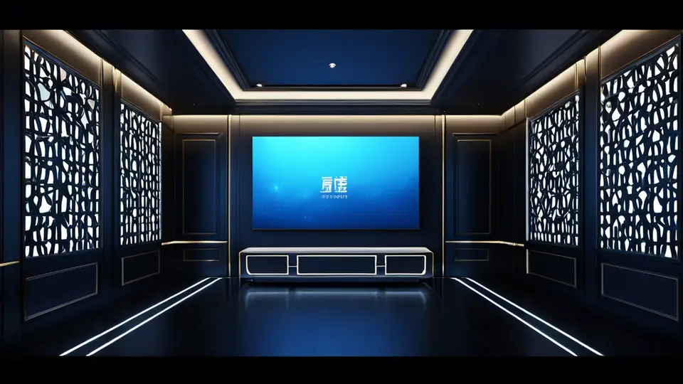 3D渲染，一个商务办公桌上放着一台平板电脑，屏幕显示一个简单的授权管理界面，界面由色块和图标组成，无文字，背景是模糊的办公室环境，暖色调，淡灰色与蓝色，中央构图，画面干净