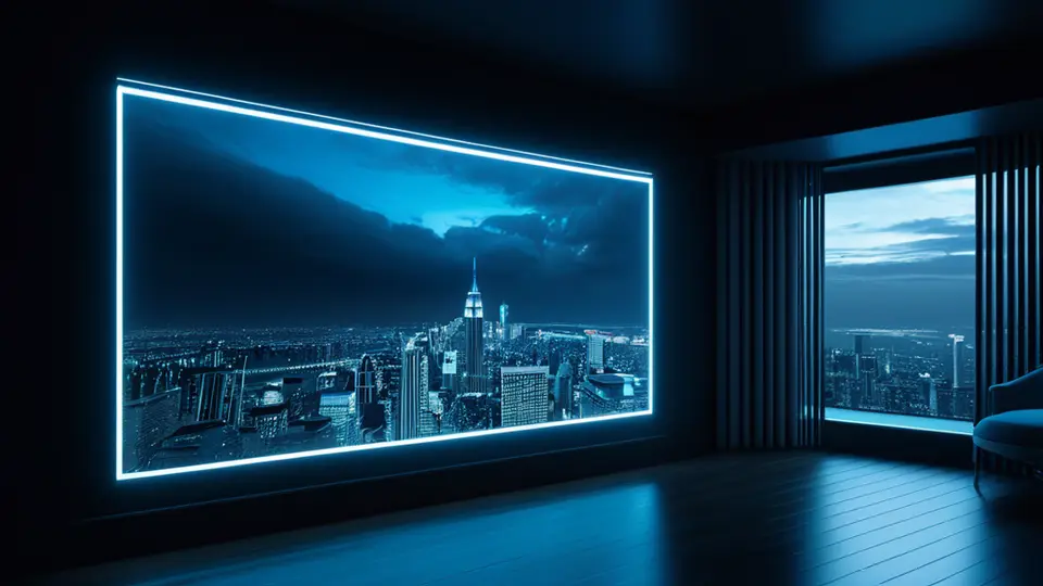 写实摄影，一部智能手机屏幕显示直播画面，画面中有体育赛事和影视剧的抽象图标，背景是模糊的客厅环境，暖色调，中央构图，突出手机屏幕，光线柔和