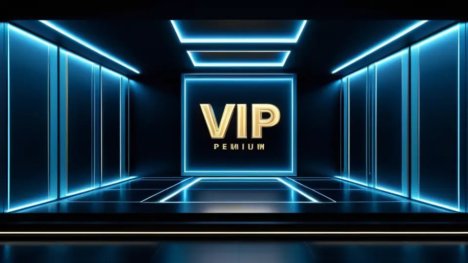 3D渲染，一个智能手机屏幕显示桔子影视App界面，界面中有“VIP”图标和播放按钮，背景为暖色渐变，左侧有一个礼盒图案，俯视构图，画面简洁明亮