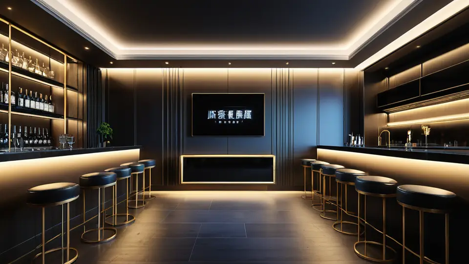 写实摄影，酒店客房内一台平板电脑屏幕上显示影视应用界面，界面中仅有图标与色块，无任何文字，床头柜上放着一杯咖啡，暖色调灯光，浅景深构图，突出屏幕与舒适氛围