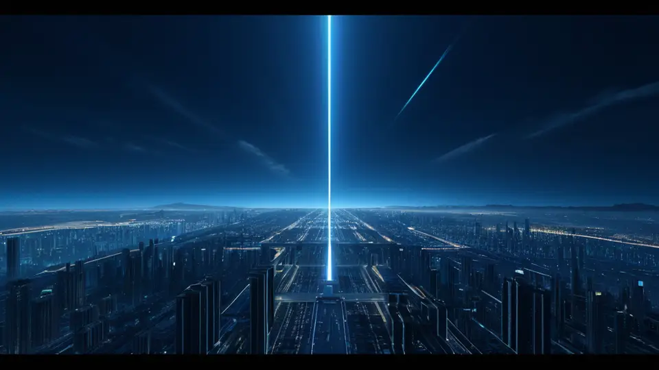 3D渲染，一个虚拟商店场景中，多个屏幕同时播放不同影视内容，图标和进度条悬浮显示，蓝色主色调，俯视构图，白色背景，科技感