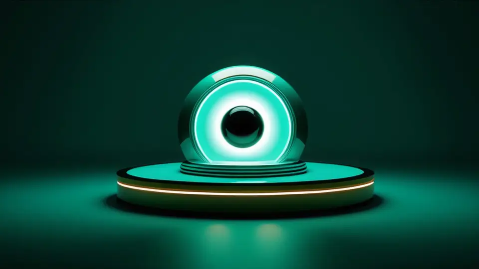 3D渲染, 一个透明玻璃罐中堆叠着金色硬币与红色暂停标志, 背景为淡蓝色渐变, 俯视角度, 柔和光影, 简洁构图, 突出订阅管理主题