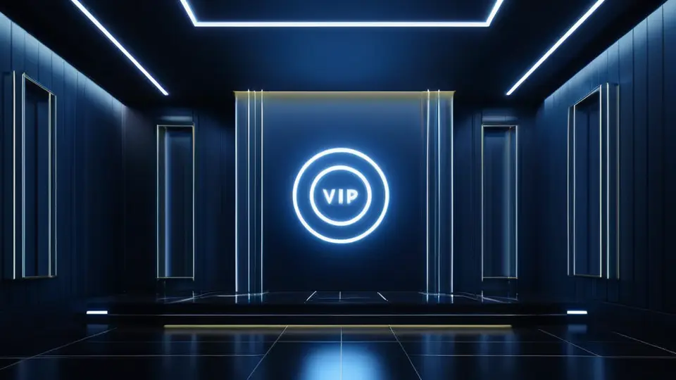 商务示意图风格，一个流程图展示用户从登录到播放vip内容的步骤，中间用红色叉号标注受阻点，右侧用绿色箭头指向解决方案，淡蓝与灰色配色，中央构图，留白，无文字
