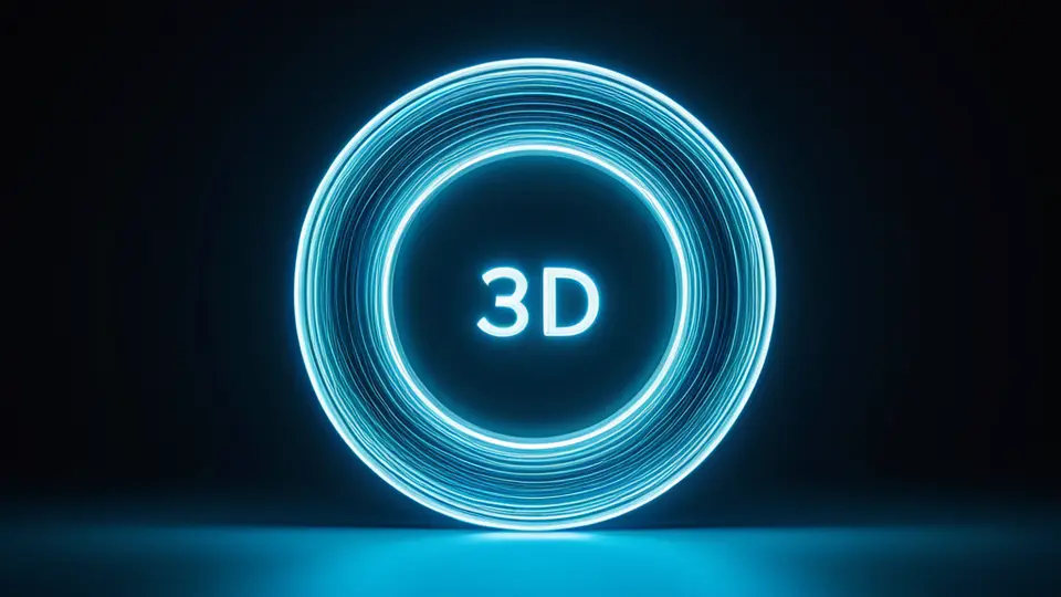 3D渲染，一个透明立方体内部悬浮着多个彩色图标，包括播放按钮、电视、手机和电脑，背景为柔和的暖色调，俯视构图，光影柔和，无任何文字，突出科技感和连接性