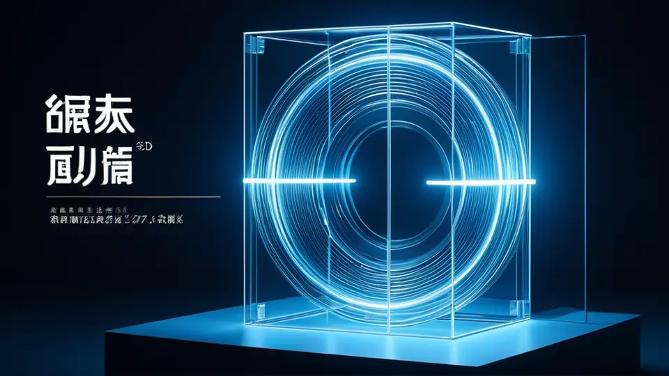 3D渲染，一台平板电脑悬浮在办公桌上，屏幕显示抽象色块与几何图形表示直播界面，背景是模糊的影院座椅与屏幕，淡蓝主色调，中央构图，柔和光影，留白空间，无任何文字